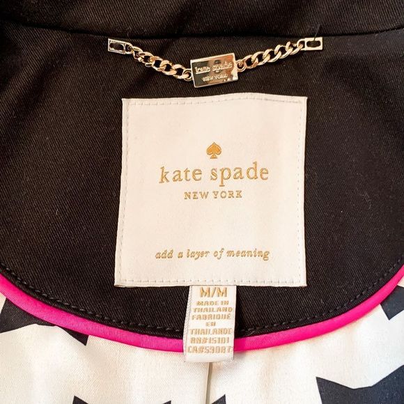 Kate Spade New York Black Trench Coat Jacket with Hood Womens Sz Medium - Picture 12 of 14